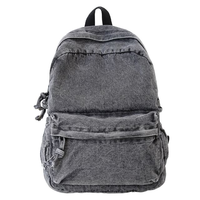 Washed Backpack Zip Denim