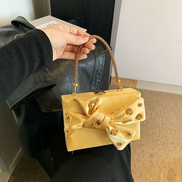 Box Crossbody Rhinestone Bow Bag
