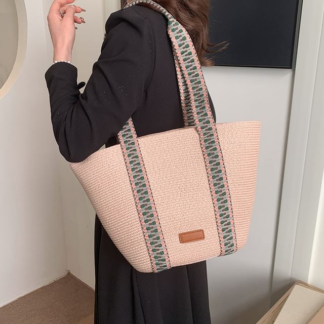 Pattern Strap Tote Bag Woven