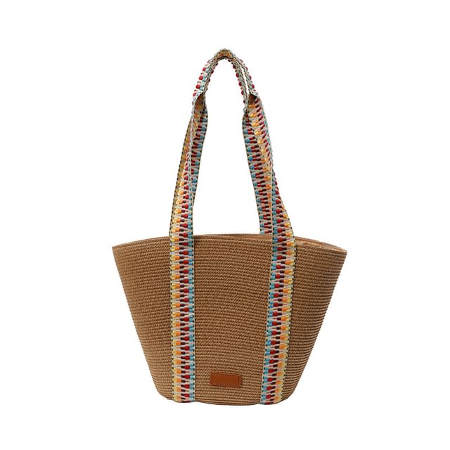 Pattern Strap Tote Bag Woven