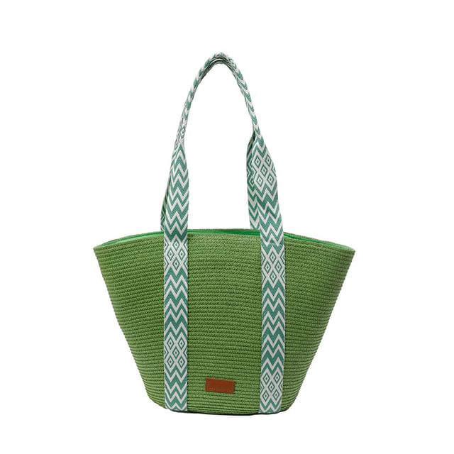Pattern Strap Tote Bag Woven