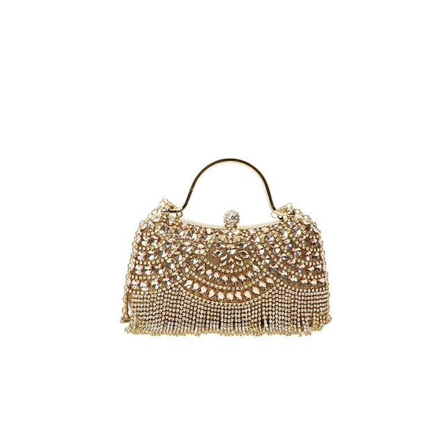 Tasseled Rhinestone Chain Crossbody Bag