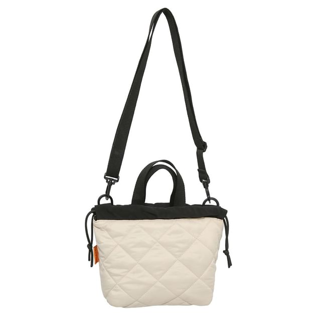 Quilted Two-Tone Crossbody Drawstring Bag