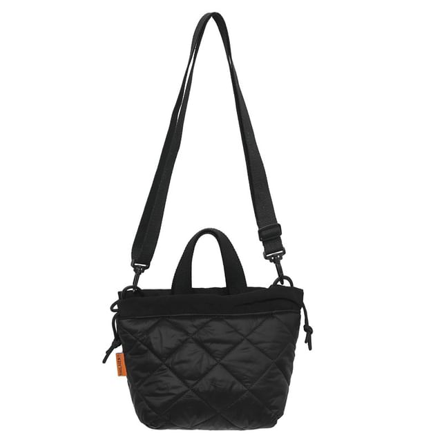 Quilted Two-Tone Crossbody Drawstring Bag