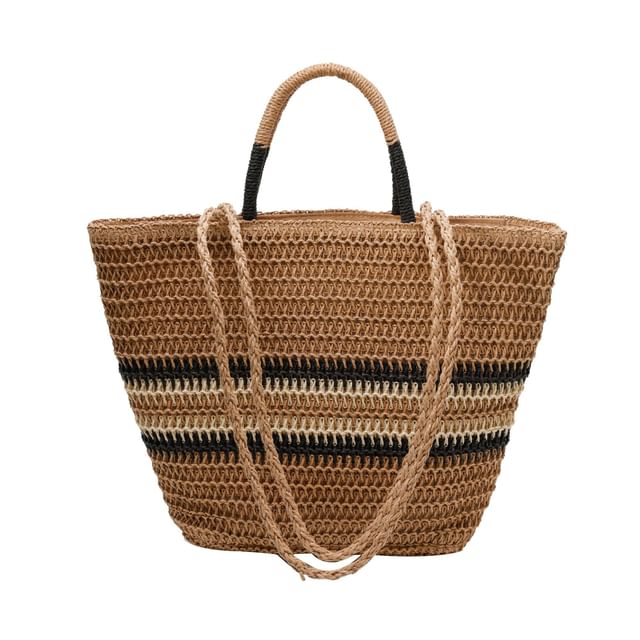 Woven Striped Bag Handle Top Crossbody