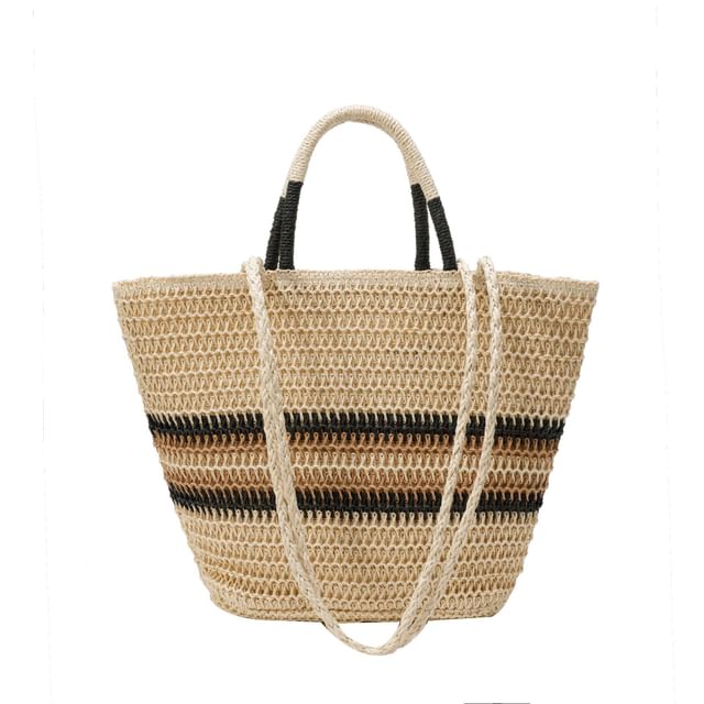 Woven Striped Bag Handle Top Crossbody