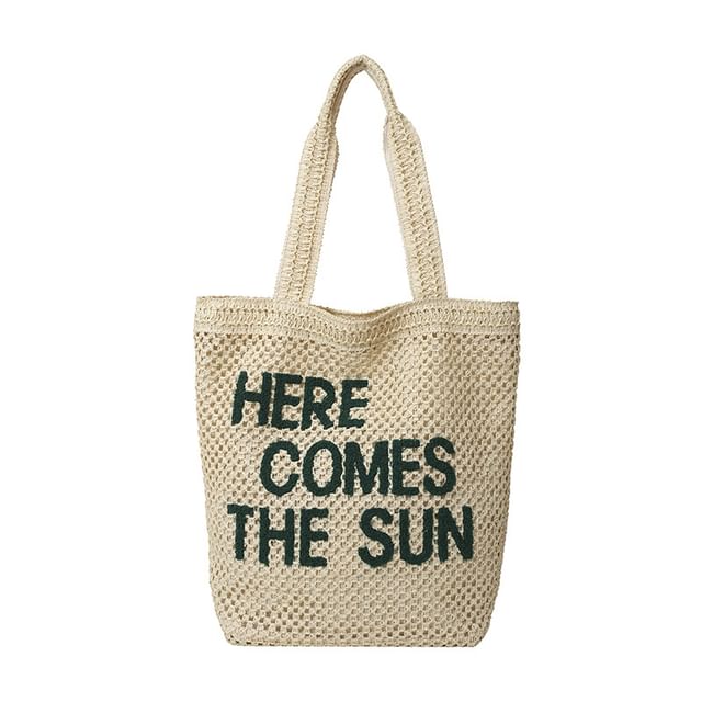 Tote Letter Embroidered Bag Woven