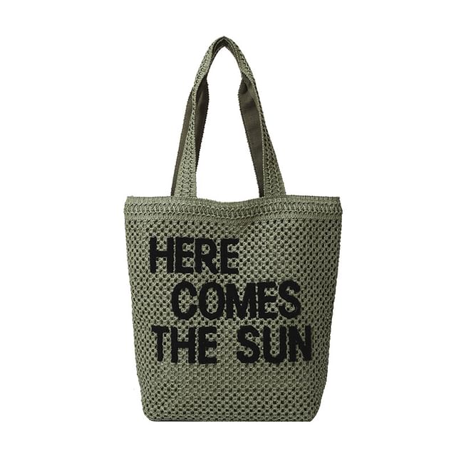 Tote Letter Embroidered Bag Woven