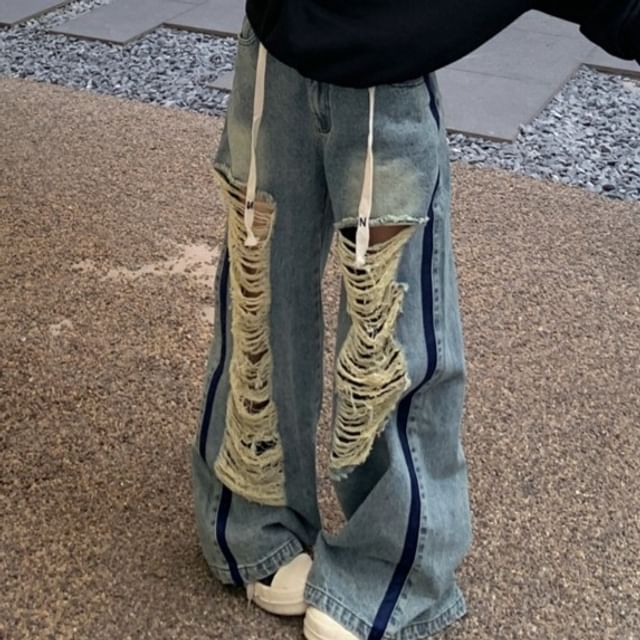 Off-Shoulder Pullover / Plain Contrast Waist Drawstring Trim