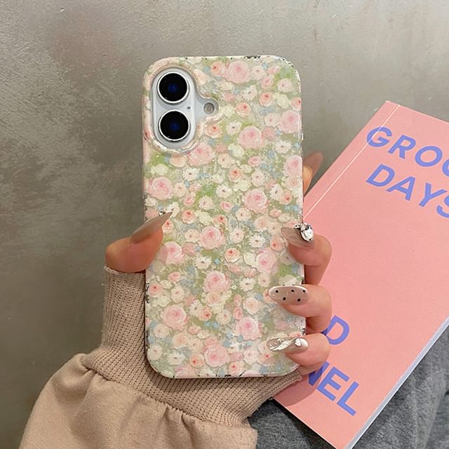 / Case Floral Strap Phone Set