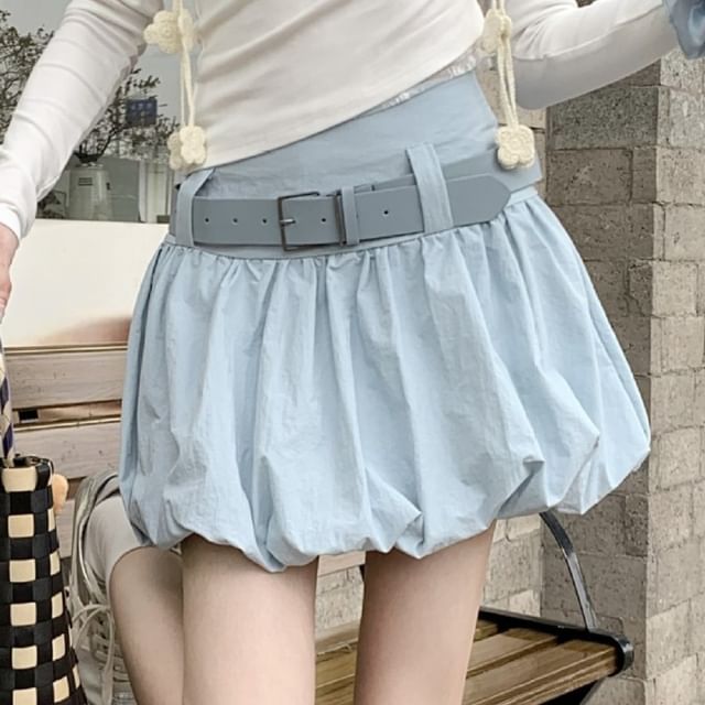 + Mini Waist Set: Belt High Plain Skirt Paperbag