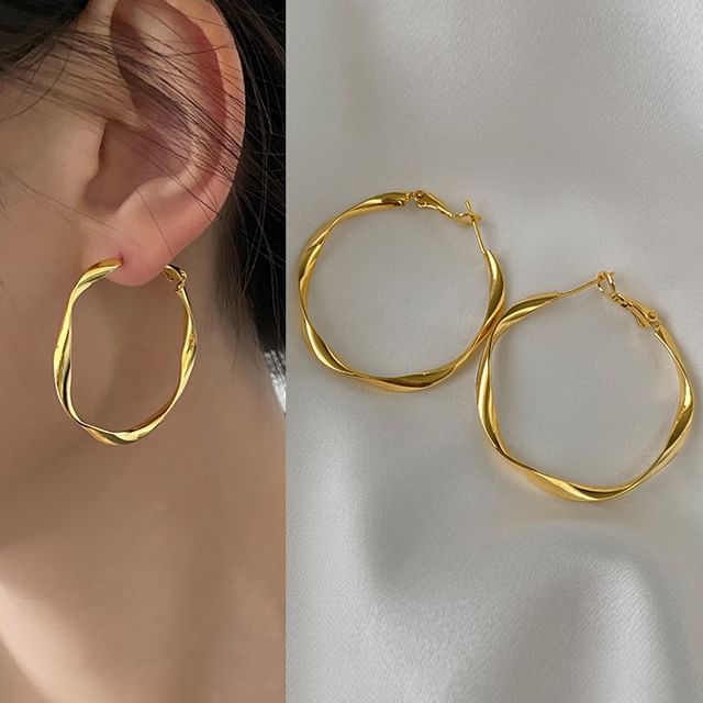 (Various Twisted Earring Designs) Hoop Alloy