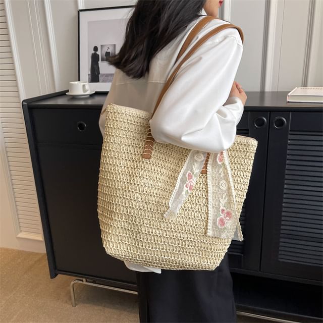 Tote Set: Bag Scarf Straw +