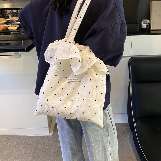 Bag Floral Embroidered Trim Tote Ruffle
