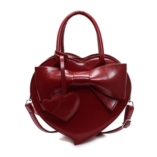 Bag Faux Crossbody + Leather Shaped Set: Heart Charm