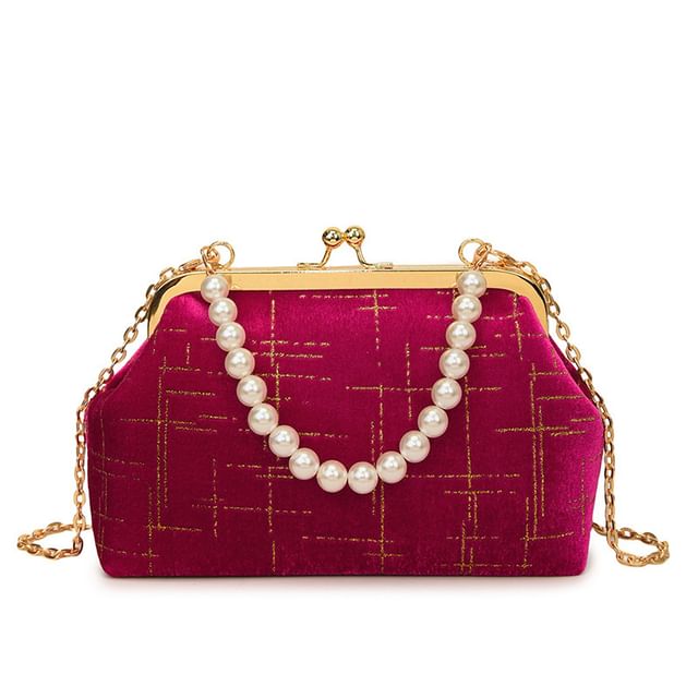 Crossbody Lock Chain Velvet Strap Kiss Bag