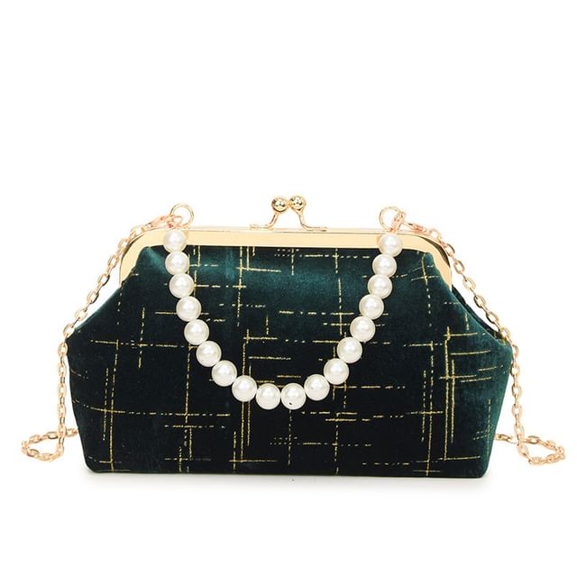 Crossbody Lock Chain Velvet Strap Kiss Bag