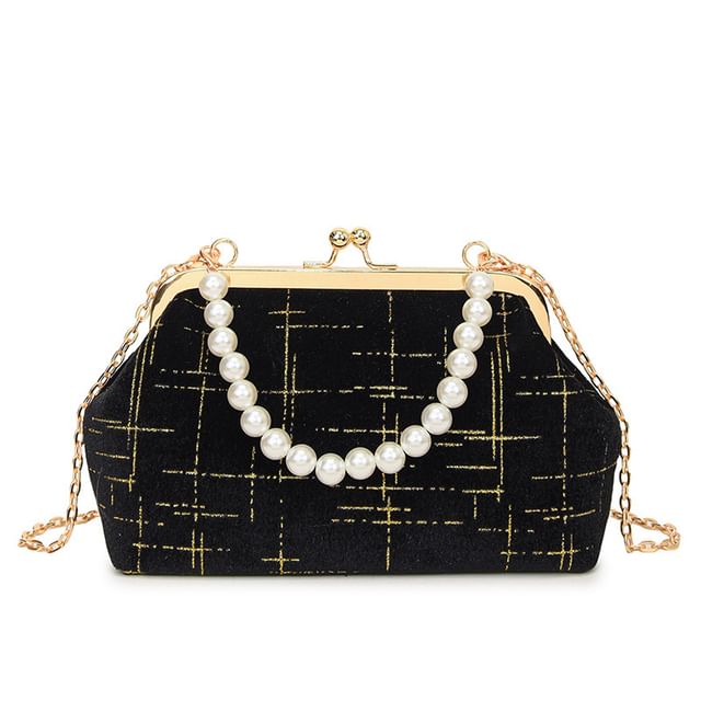 Crossbody Lock Chain Velvet Strap Kiss Bag