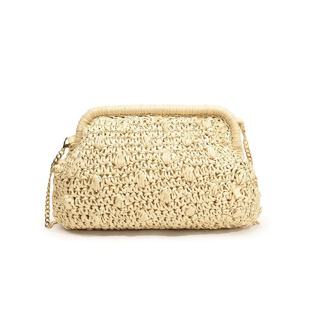 Crossbody Straw Strap Chain Textured Bag