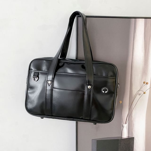 Leather Tote Bag Pocketed Faux