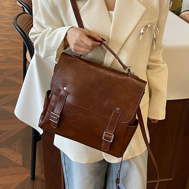 Leather Backpack Satchel Faux