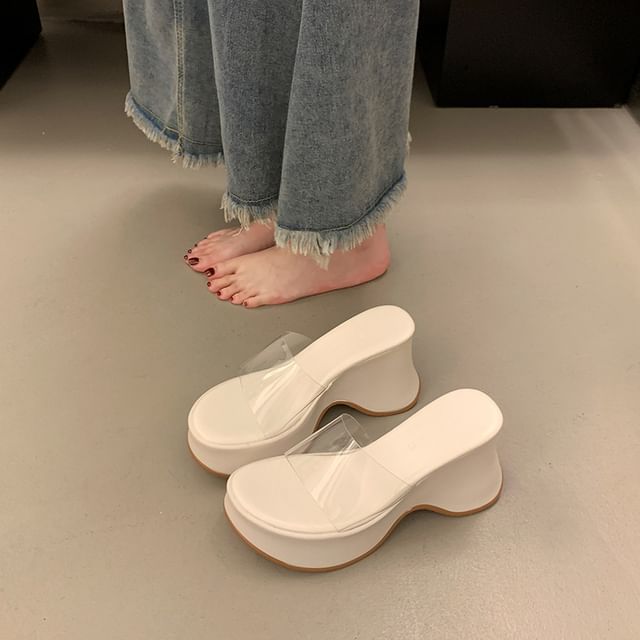 Wedge Slide PVC Sandals Platform Panel Heel