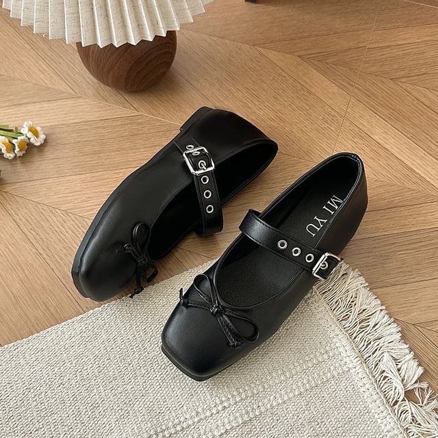 Square-Toe Shoes Jane Bow Mary