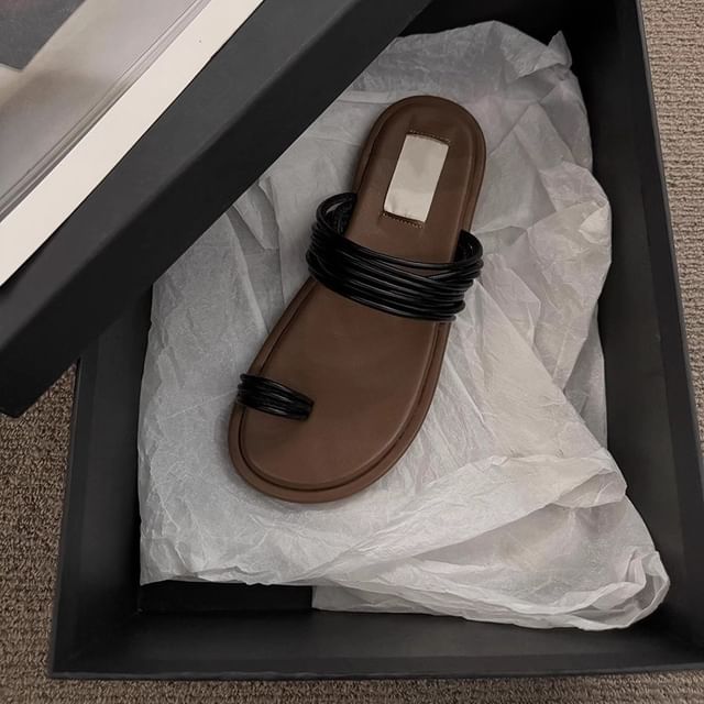 Slide Toe Sandals Loop Flat