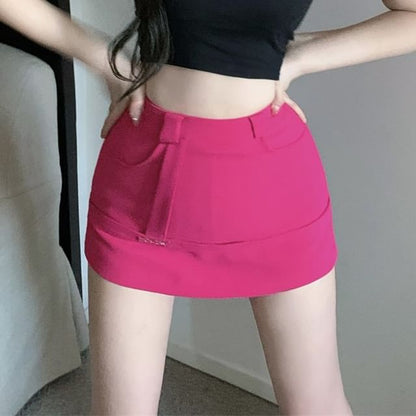 (Various Skirt High / Two-Piece Notch Waist Mock Plain Designs) Mini Lapel Tone Two Pencil Blazer