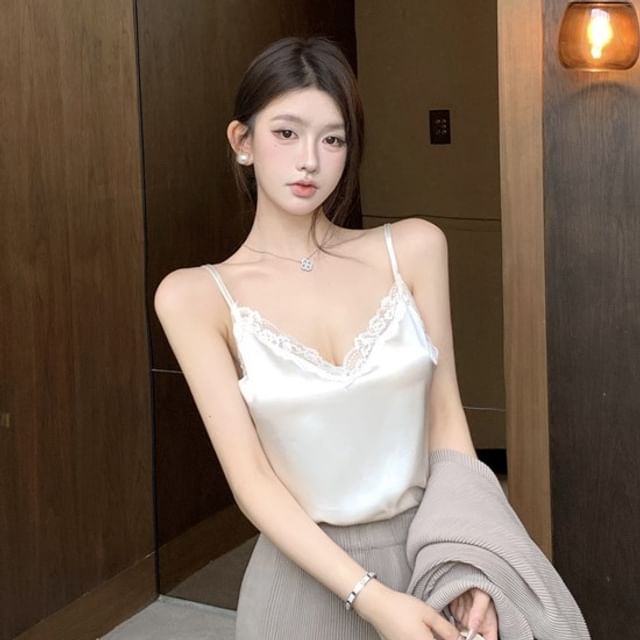 Front Trim Jacket Lace / Top Camisole Fringe High V-Neck Skirt Open Waist Pencil Plain Maxi