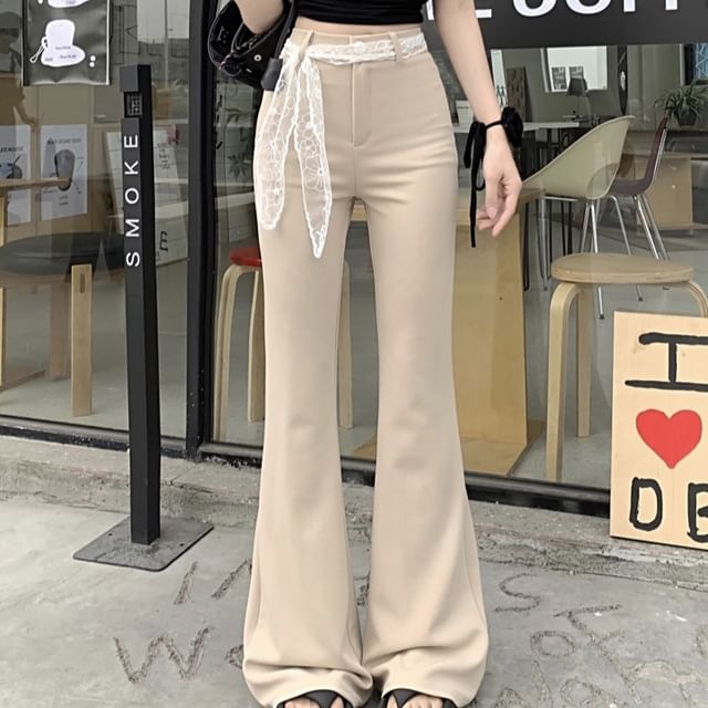 Plain High Pants Waist Bootcut