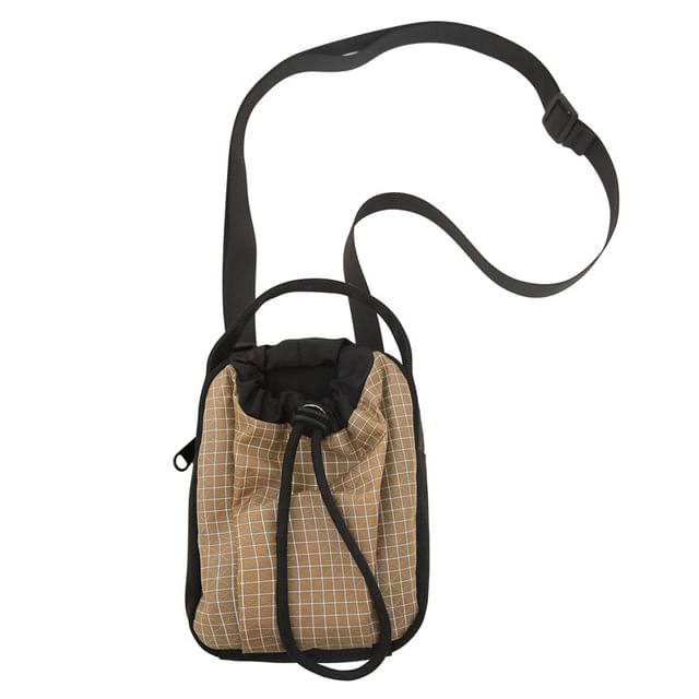 Crossbody Bag Plaid Mobile Drawstring Nylon Phone