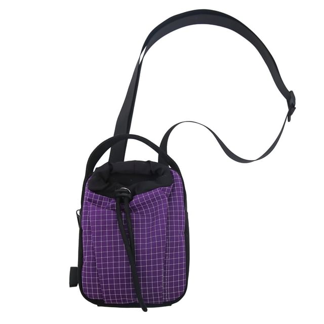 Crossbody Bag Plaid Mobile Drawstring Nylon Phone