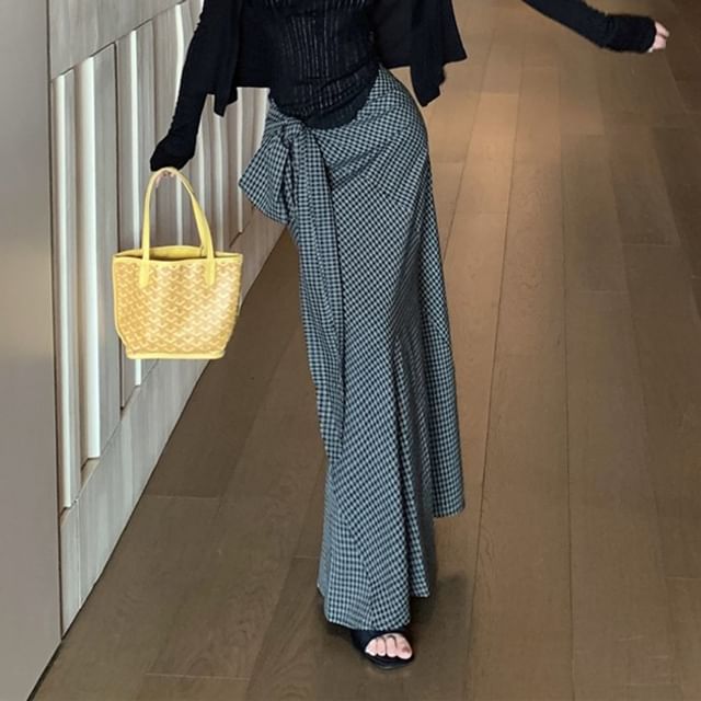 Panel Skirt Waist Lace Tank Maxi Top Cardigan Neck Scoop Plain High Pencil Pinstriped Plaid Tie-Up /