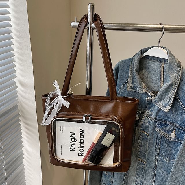 Bag Panel Faux Plain PVC Tote Leather