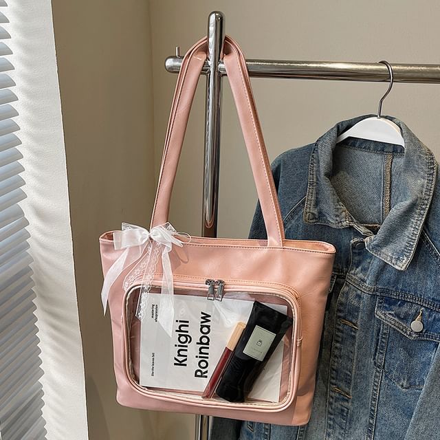 Bag Panel Faux Plain PVC Tote Leather