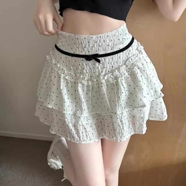 Skirt Dotted Mini Rise A-Line High