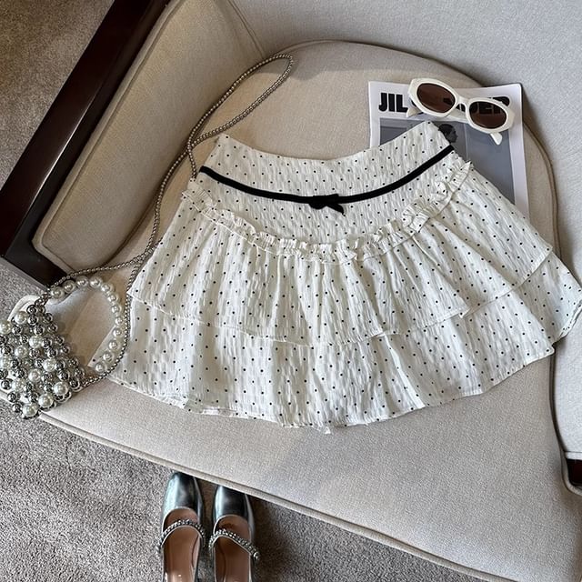 Skirt Dotted Mini Rise A-Line High