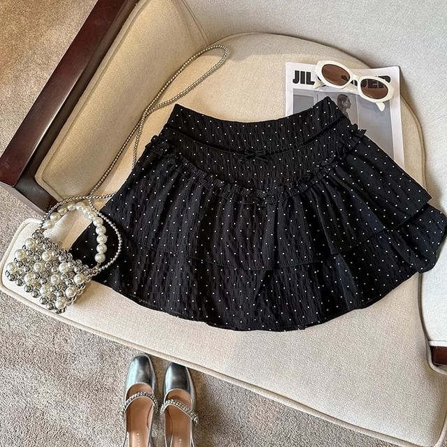 Skirt Dotted Mini Rise A-Line High