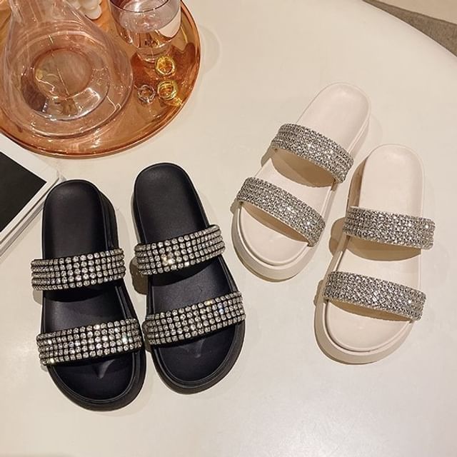 Slide Rhinestone Sandals Platform