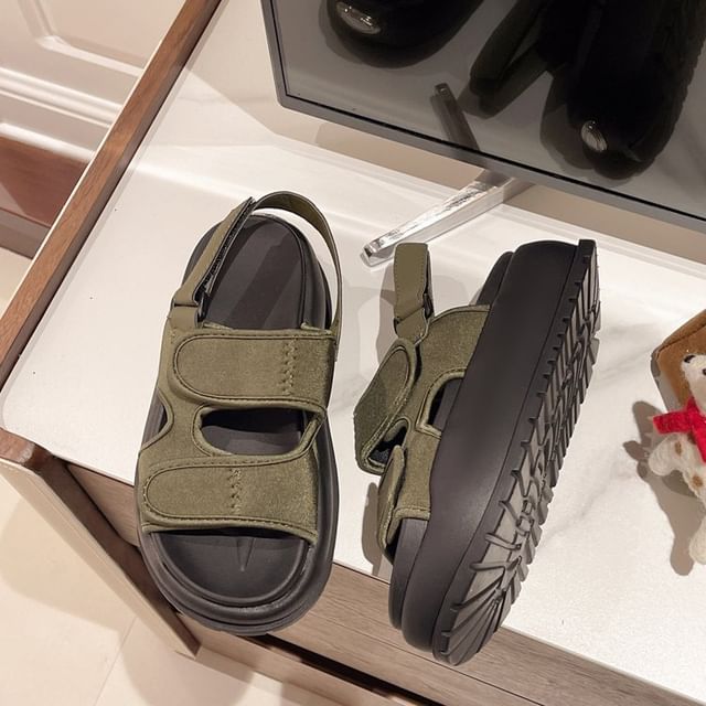 Sandals Plain Strap Adhesive Platform Slingback