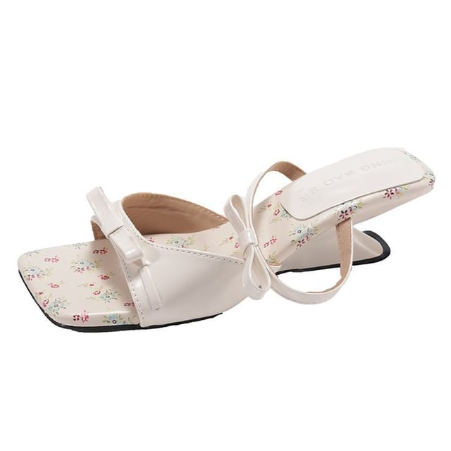 Wedge Sandals Toe Bow Heel Square