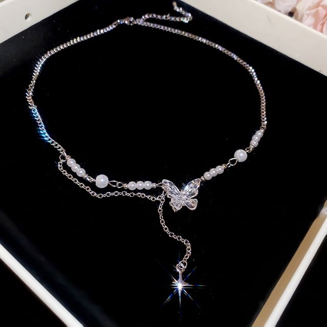 (Various Faux Pendant Choker Pearl Designs) Alloy