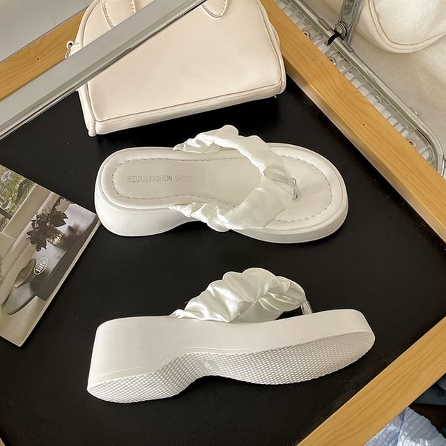 Platform Ruched Thong Sandals