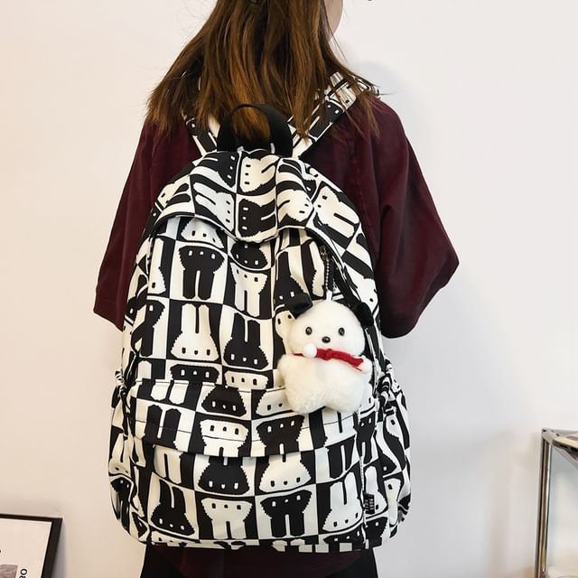 Print Rabbit Backpack Multi-Pocket
