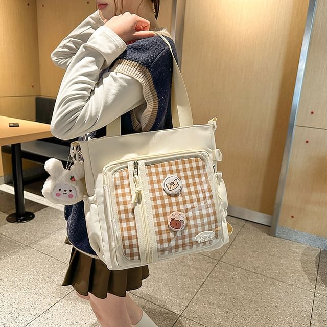 Badge Bag + Multi-Pocket Tote Set: Gingham