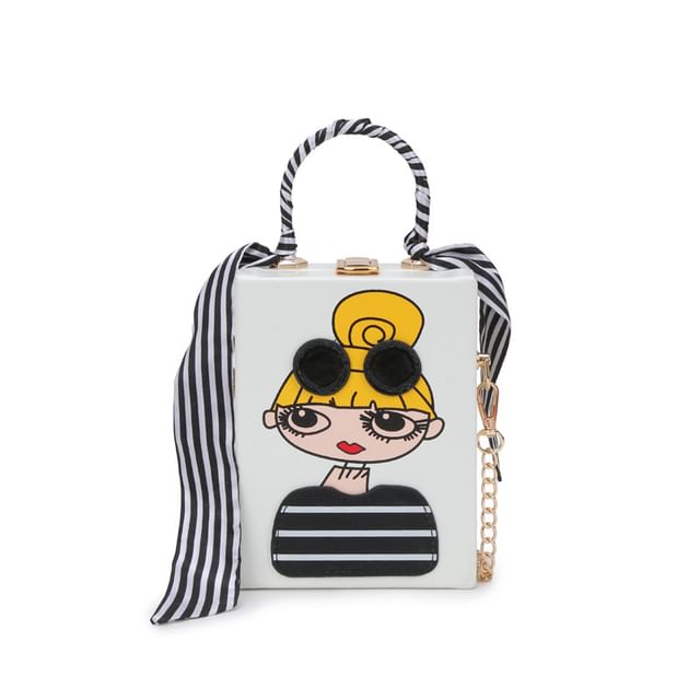 Print Crossbody Strap Bag Cartoon Chain