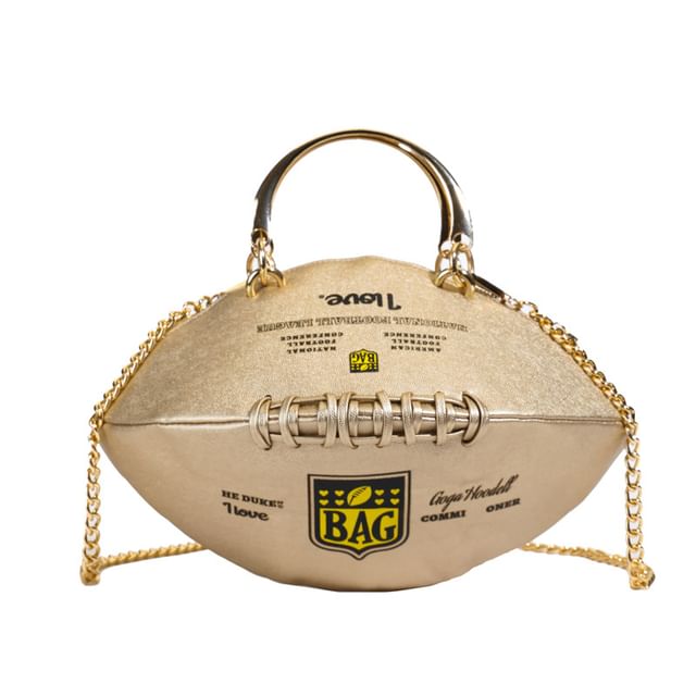 Strap Chain Rugby Crossbody Lettering Bag