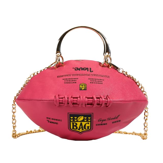 Strap Chain Rugby Crossbody Lettering Bag