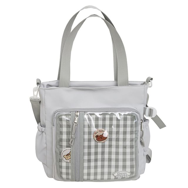 Badge Bag + Multi-Pocket Tote Set: Gingham